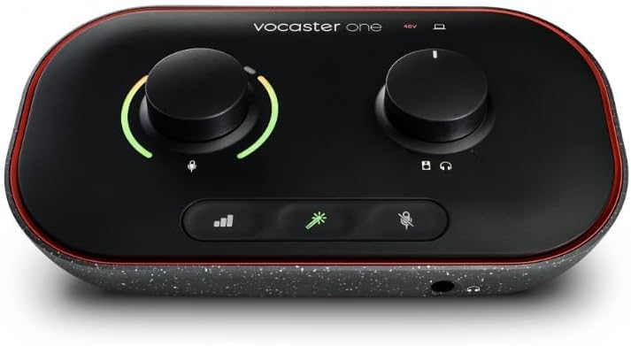 Focusrite Vocaster One — Podcasting Interface for Recording as a Solo Creator. Use Auto Gain, Enhance, and Mute for Easy Podcasting. Small, Lightweight, and Powered by Computer - Image 1